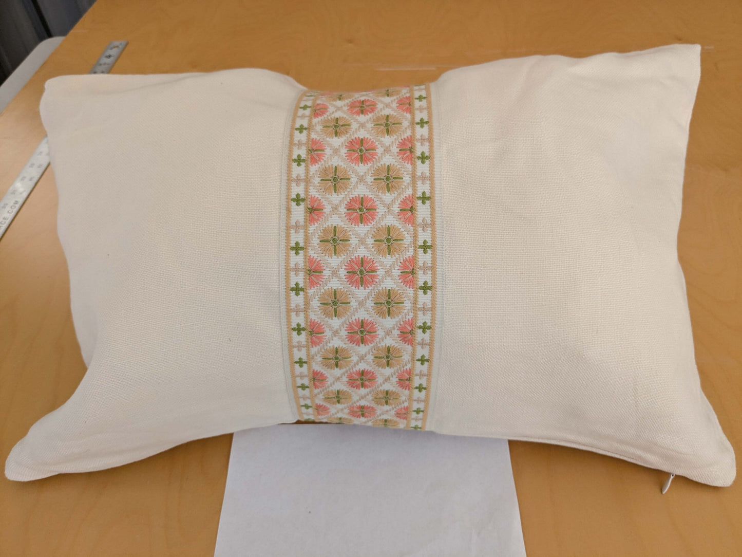 Scalamandre MET Pillow Case Square Elegant Floral Embroidery Cream White 15x22 inches 5-Ev49