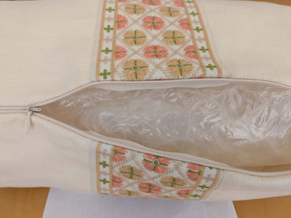 Scalamandre MET Pillow Case Square Elegant Floral Embroidery Cream White 15x22 inches 5-Ev49