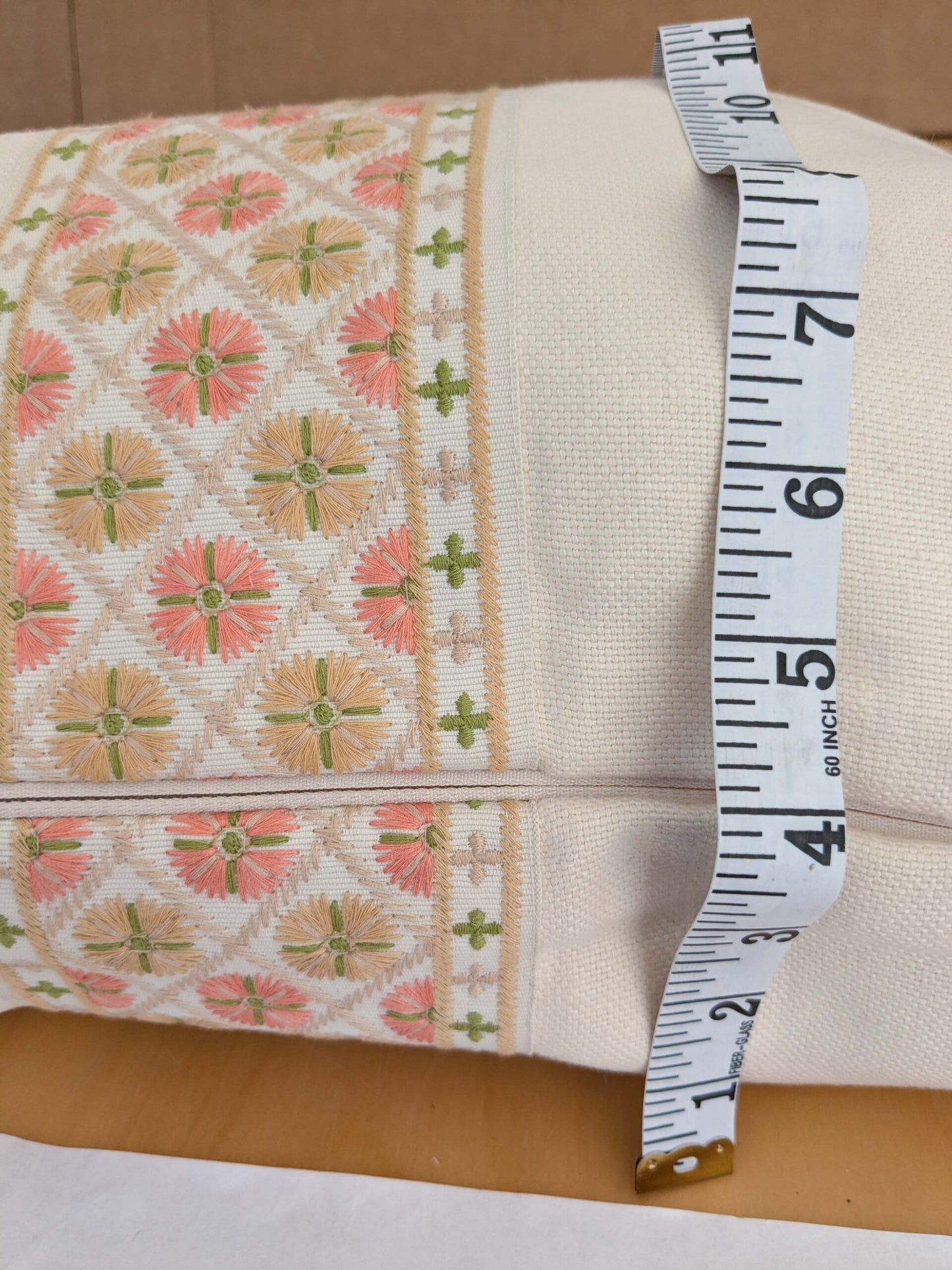 Scalamandre MET Pillow Case Square Elegant Floral Embroidery Cream White 15x22 inches 5-Ev49