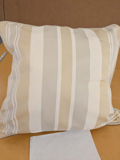 Scalamandre Pillow Case Square Stripe Beige Brown 19"x21" inches 9-Ev49
