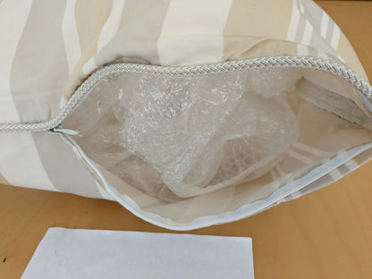 Scalamandre Pillow Case Square Stripe Beige Brown 19"x21" inches 9-Ev49