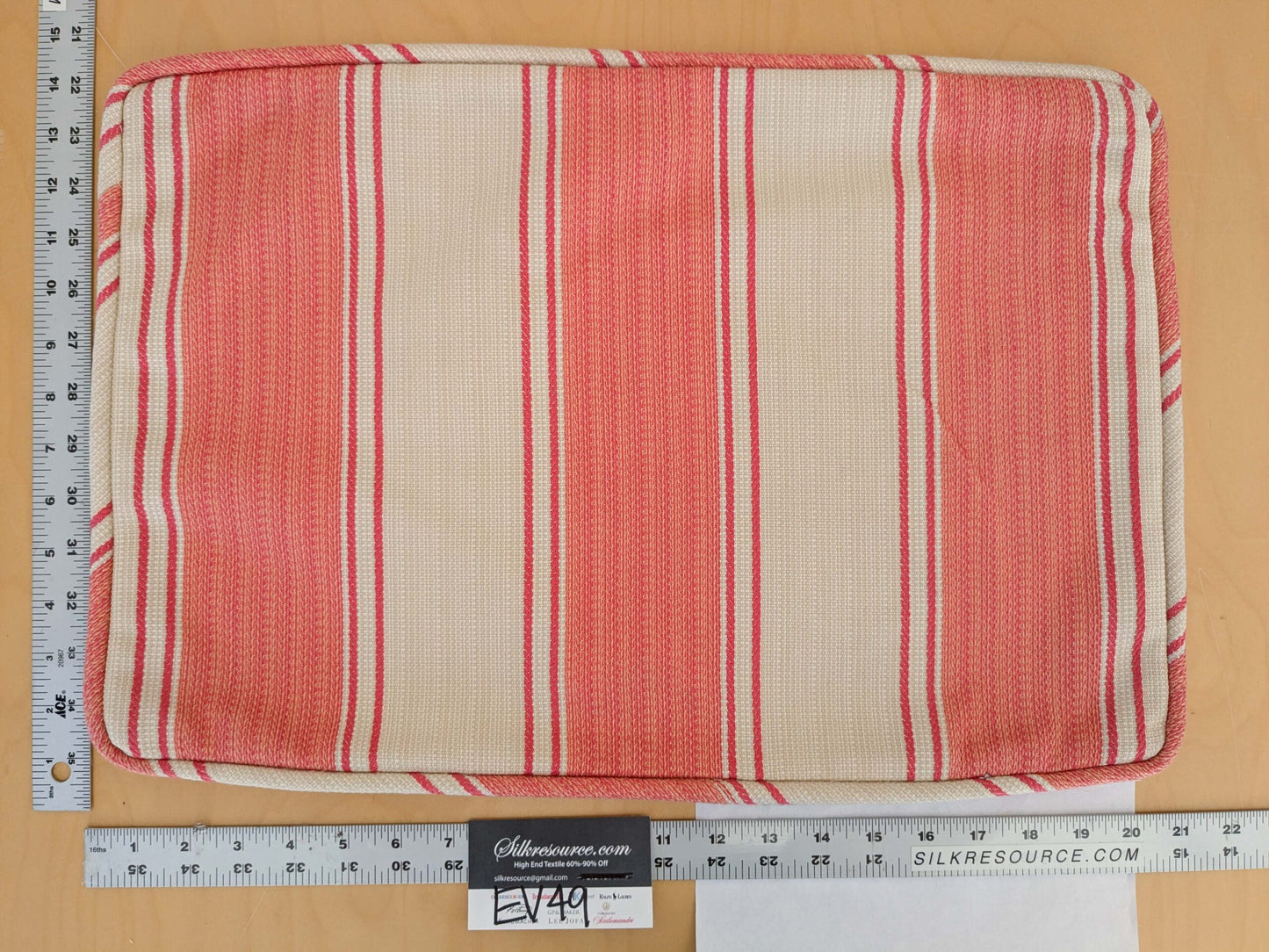 Scalamandre Pillow Case Square Stripe Beige Cream White 14"x22" inches 10-Ev49
