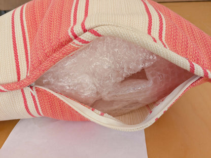 Scalamandre Pillow Case Square Stripe Beige Cream White 14"x22" inches 10-Ev49