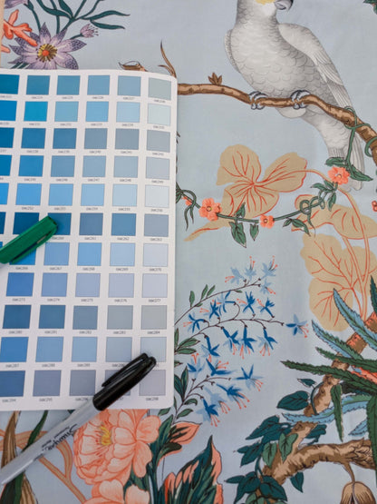 Scalamandre Pillow Case Square Cinque Terra Cotton Light Blue Birds Floral 21"x21" inches 11-Ev49