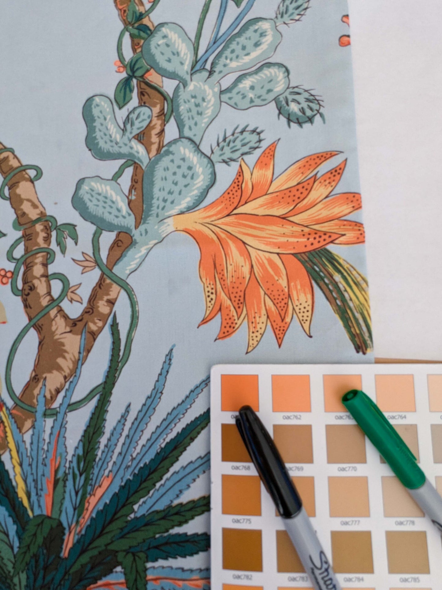 Scalamandre Pillow Case Square Cinque Terra Cotton Light Blue Birds Floral 21"x21" inches 11-Ev49