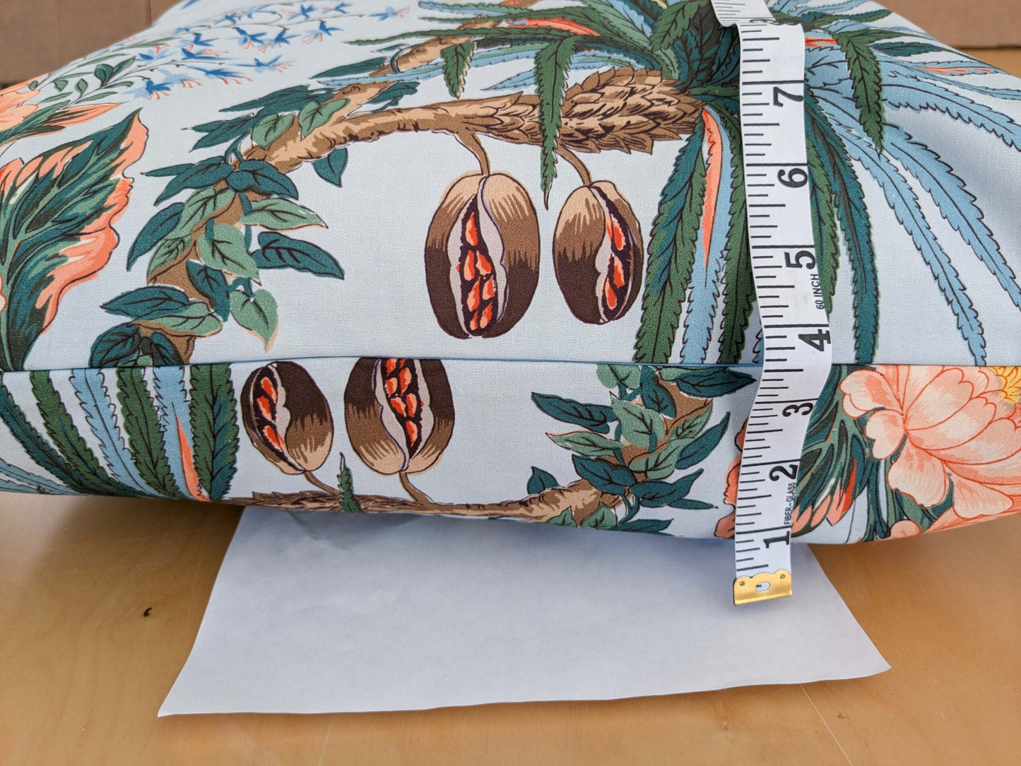 Scalamandre Pillow Case Square Cinque Terra Cotton Light Blue Birds Floral 21"x21" inches 11-Ev49