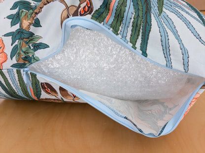 Scalamandre Pillow Case Square Cinque Terra Cotton Light Blue Birds Floral 21"x21" inches 11-Ev49