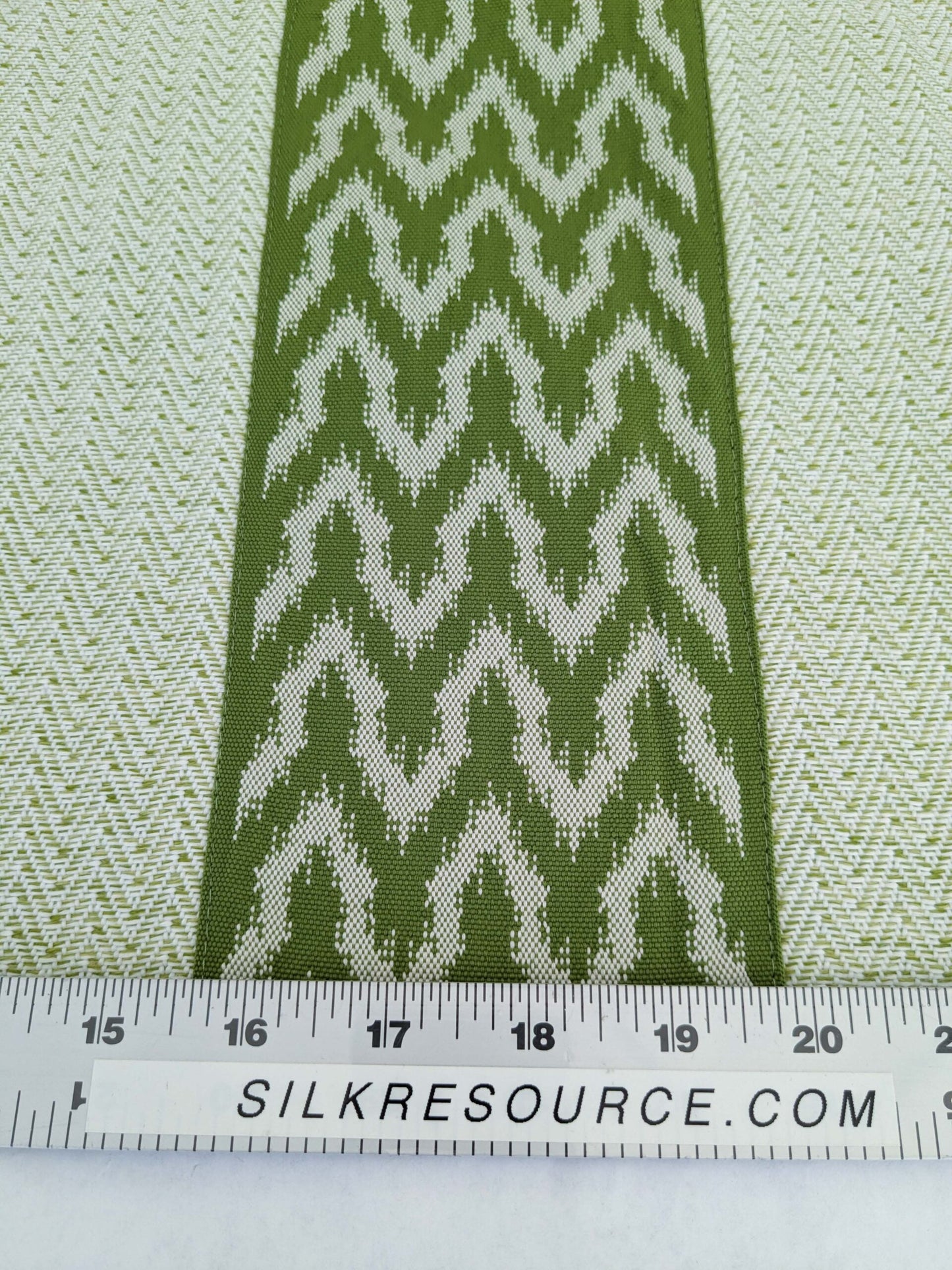Scalamandre Pillow Case Square Seychellies Tape Palm Green Solid Ikat 23"x24" inches 12-Ev49