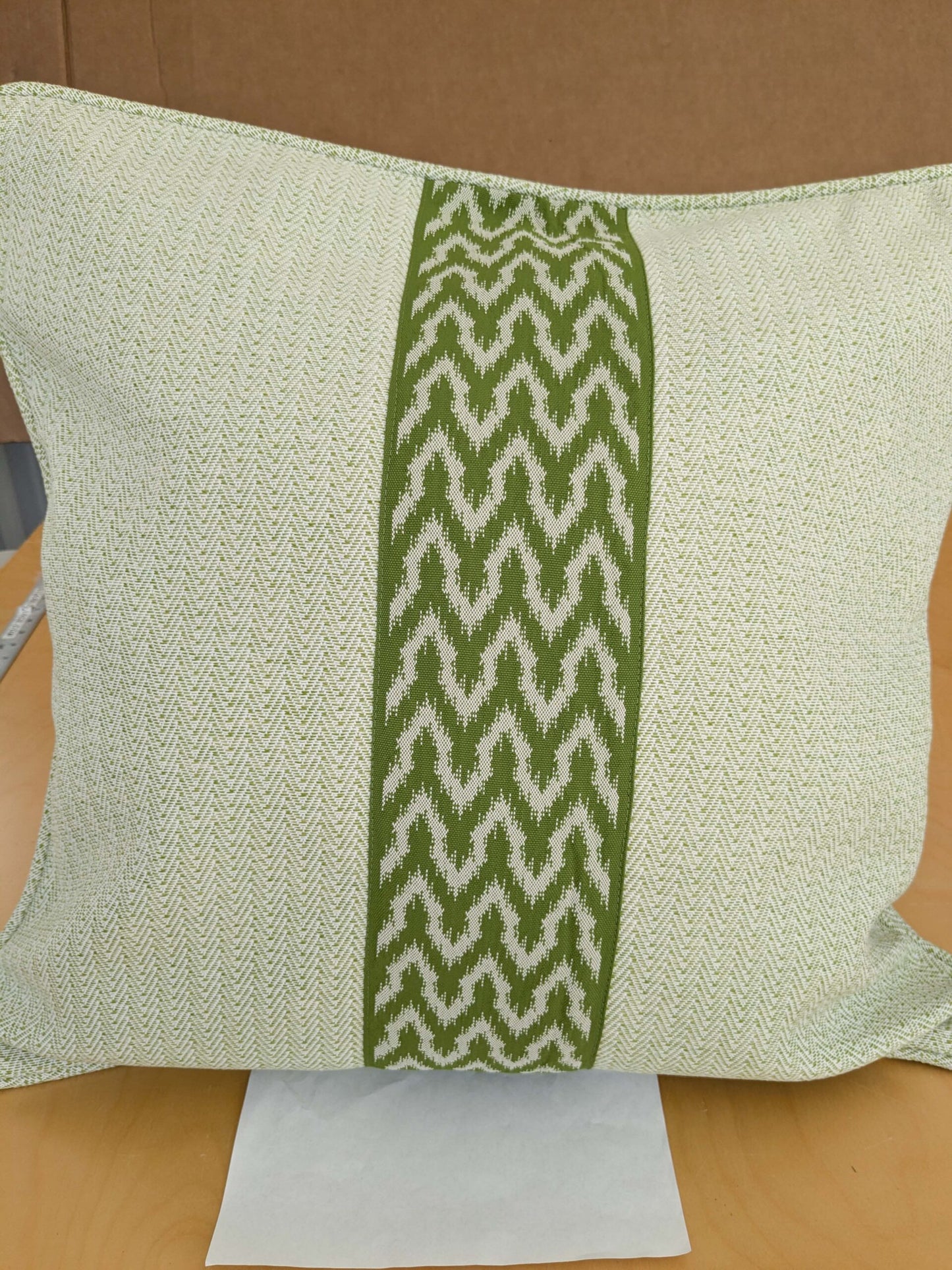 Scalamandre Pillow Case Square Seychellies Tape Palm Green Solid Ikat 23"x24" inches 12-Ev49