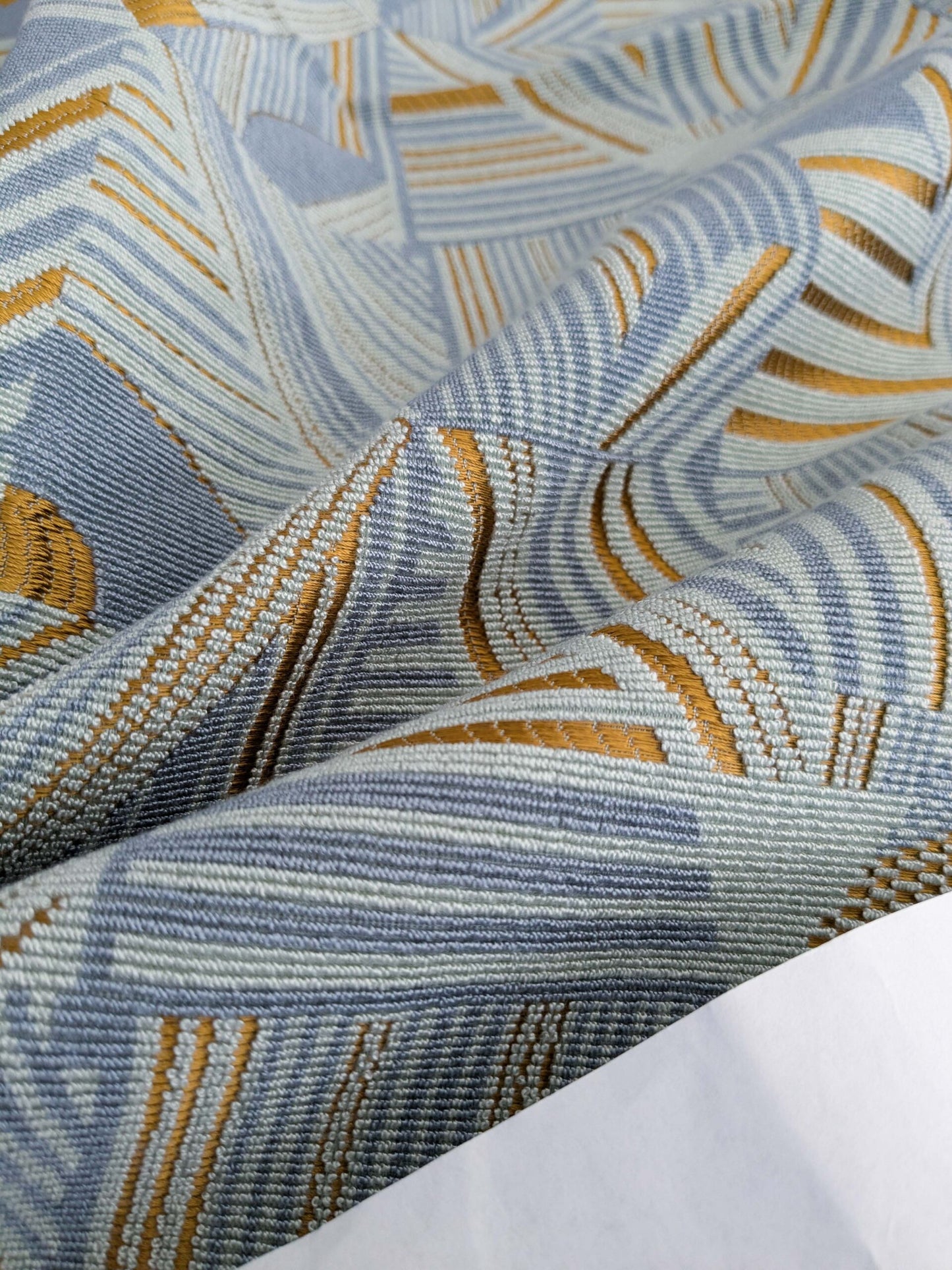 1.1 yds x 55"w  Scalamandre Lelievre Paris kasai Aqua Blue Geometric Abstract Graphic 14-Ev49