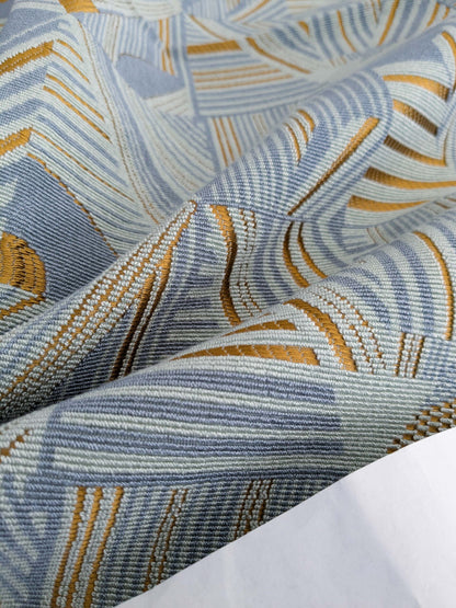 1.1 yds x 55"w  Scalamandre Lelievre Paris kasai Aqua Blue Geometric Abstract Graphic 14-Ev49