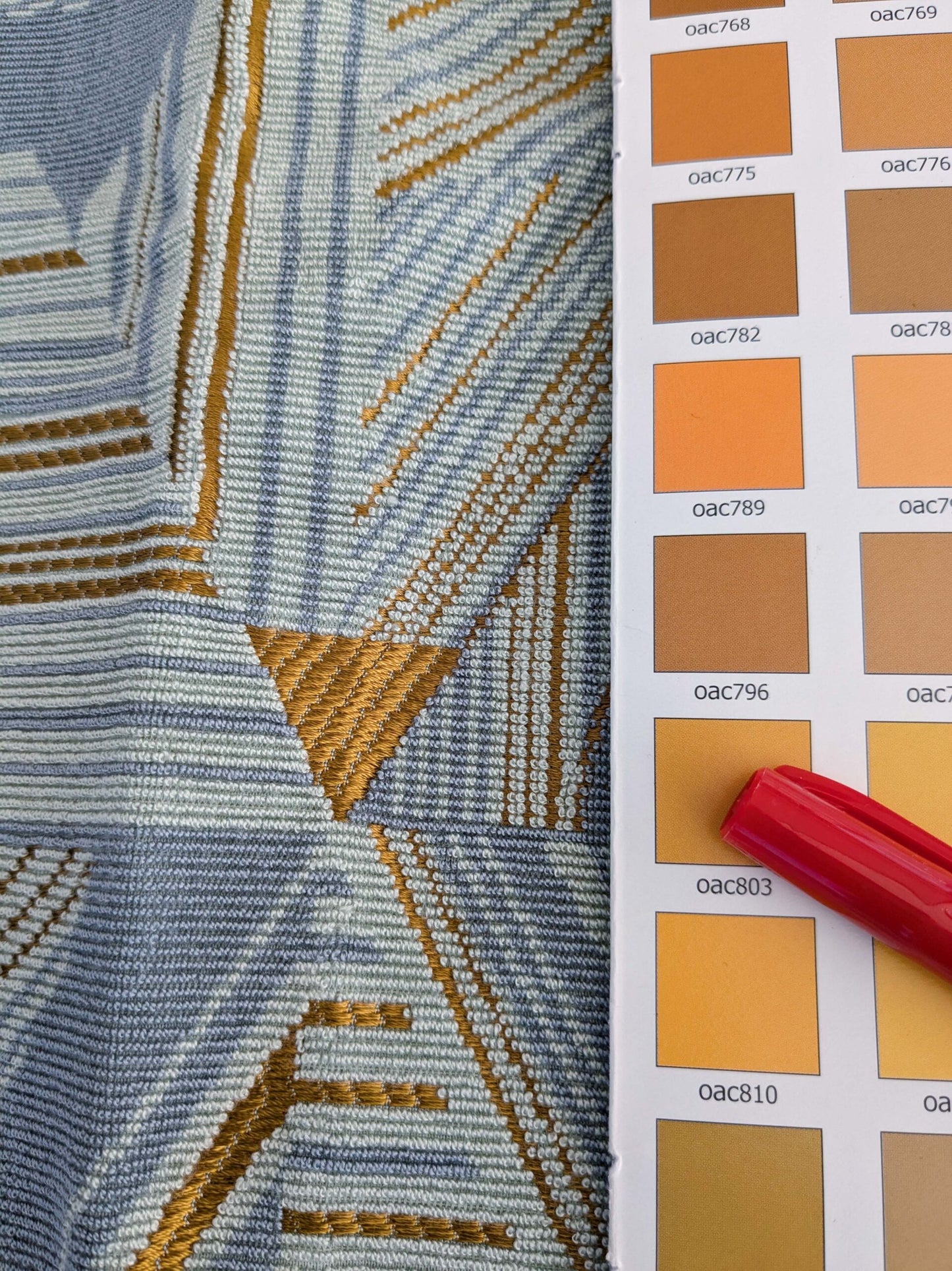 1.1 yds x 55"w  Scalamandre Lelievre Paris kasai Aqua Blue Geometric Abstract Graphic 14-Ev49