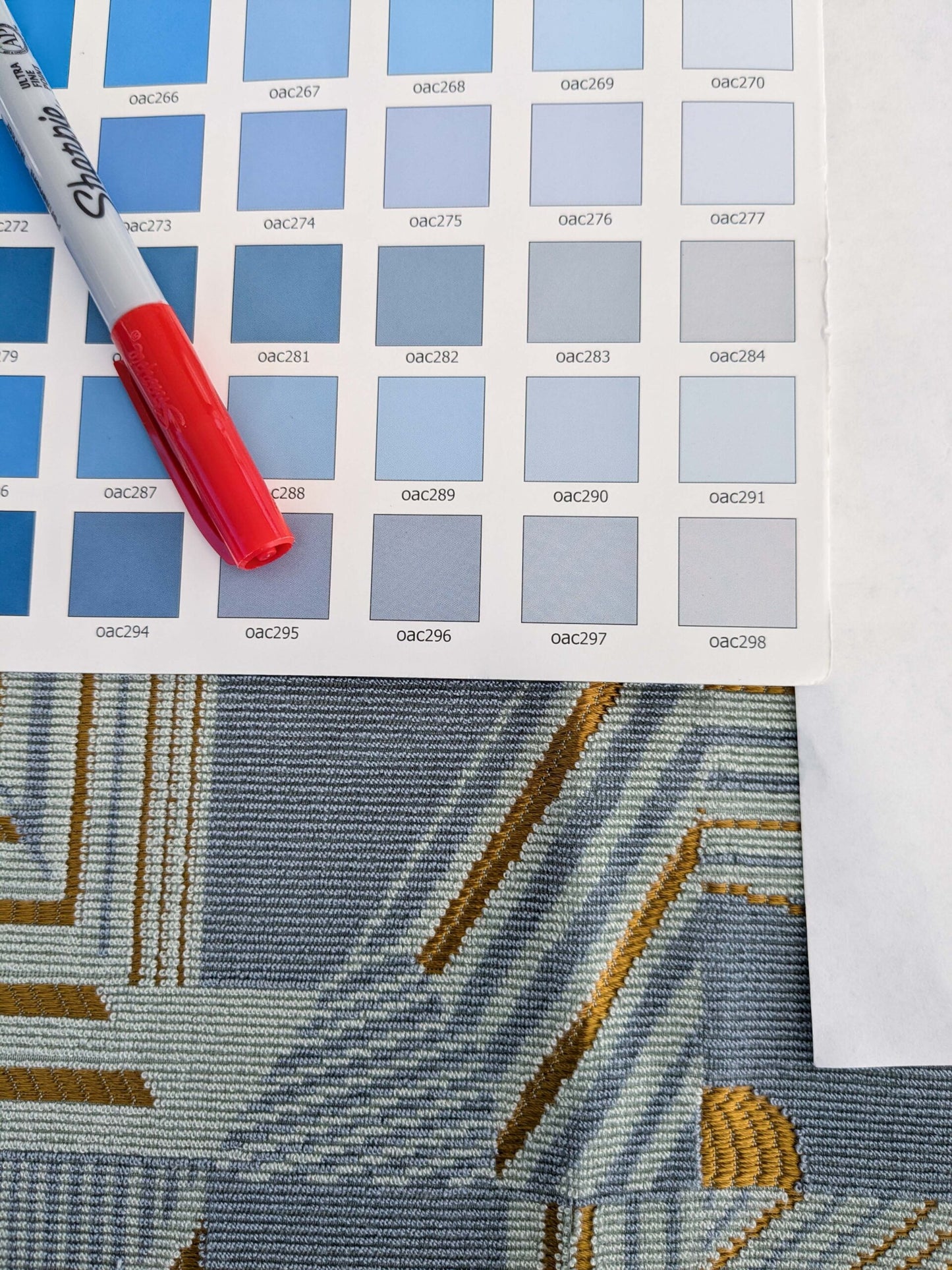 1.1 yds x 55"w  Scalamandre Lelievre Paris kasai Aqua Blue Geometric Abstract Graphic 14-Ev49