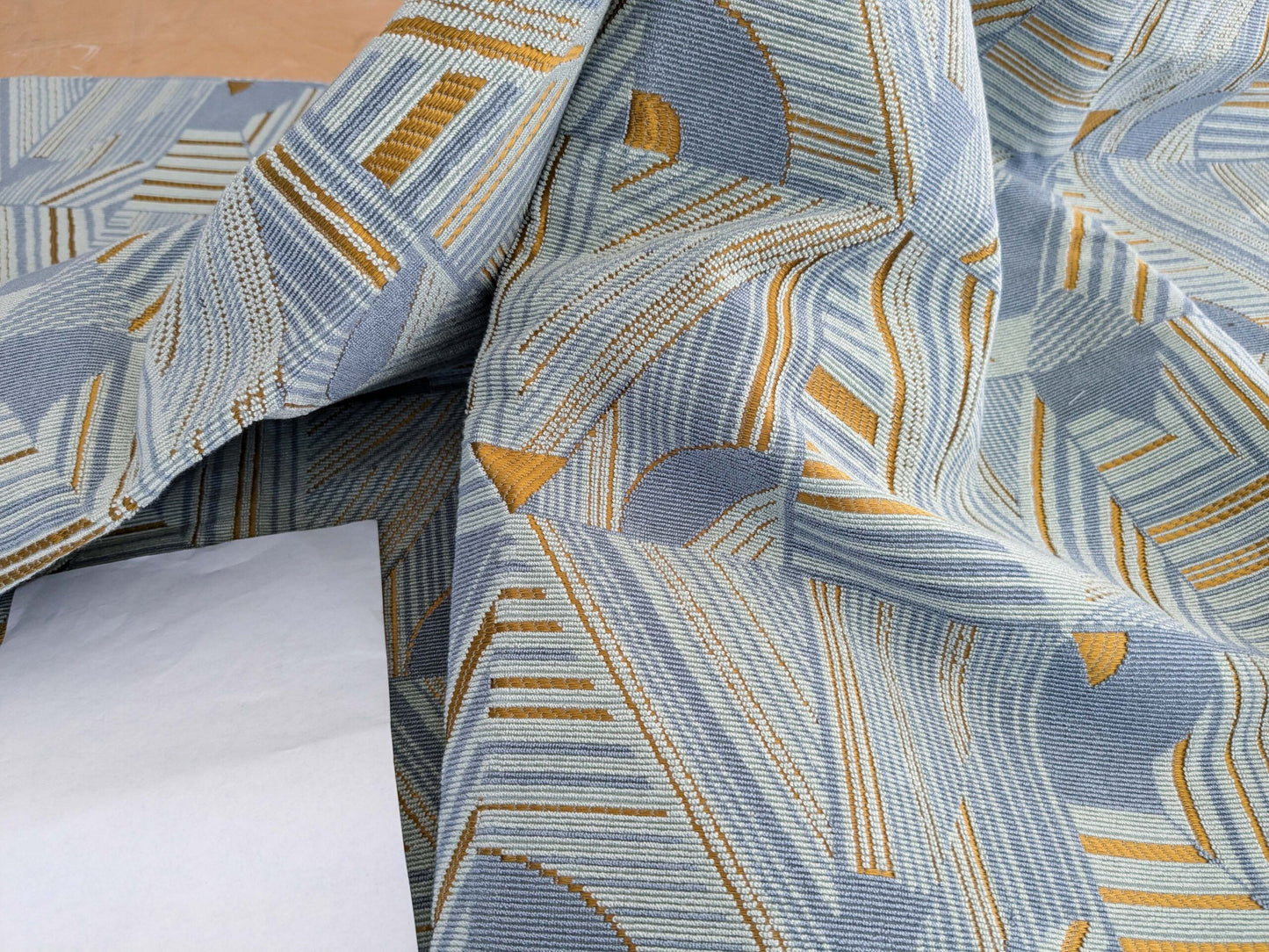 1.1 yds x 55"w  Scalamandre Lelievre Paris kasai Aqua Blue Geometric Abstract Graphic 14-Ev49