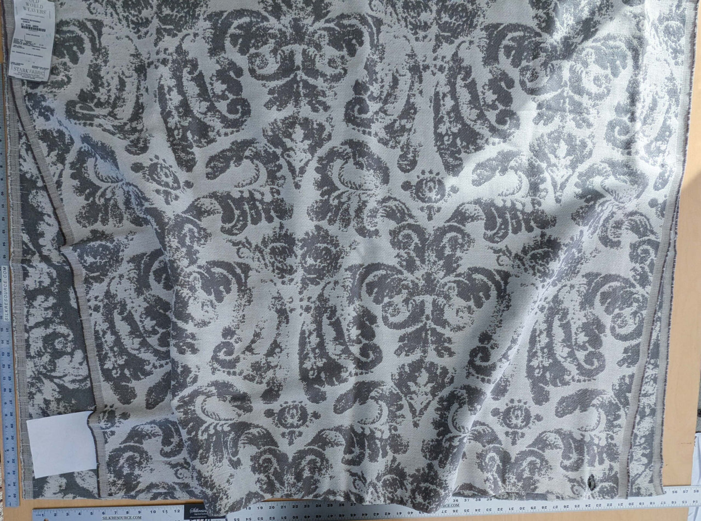 2.4y x 53"w Scalamandre Archivo Reversible Cement Grey White Linen Wool Large Jacquard MSRP USD556/y 15-Ev49