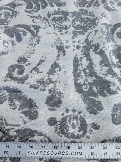 2.4y x 53"w Scalamandre Archivo Reversible Cement Grey White Linen Wool Large Jacquard MSRP USD556/y 15-Ev49