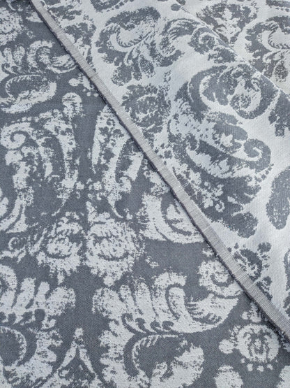 2.4y x 53"w Scalamandre Archivo Reversible Cement Grey White Linen Wool Large Jacquard MSRP USD556/y 15-Ev49