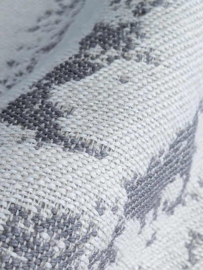 2.4y x 53"w Scalamandre Archivo Reversible Cement Grey White Linen Wool Large Jacquard MSRP USD556/y 15-Ev49