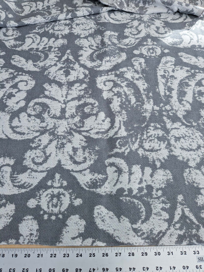 2.4y x 53"w Scalamandre Archivo Reversible Cement Grey White Linen Wool Large Jacquard MSRP USD556/y 15-Ev49