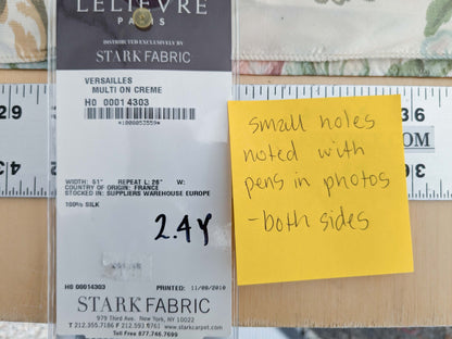 2.4y x 51"w Scalamandre Lelievre Paris Versailles Multi on Creme Warp Silk Floral Print Historic MSRP US 1200+  16-Ev49