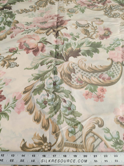 2.4y x 51"w Scalamandre Lelievre Paris Versailles Multi on Creme Warp Silk Floral Print Historic MSRP US 1200+  16-Ev49