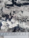 1.2y x 53"w  Scalamandre Jean Paul Gaultier Lelievre Paris Vagabond Graphite Linen Botanical Foliage Scenic Print Black White MSRP USD 500+/yard 17-Ev49