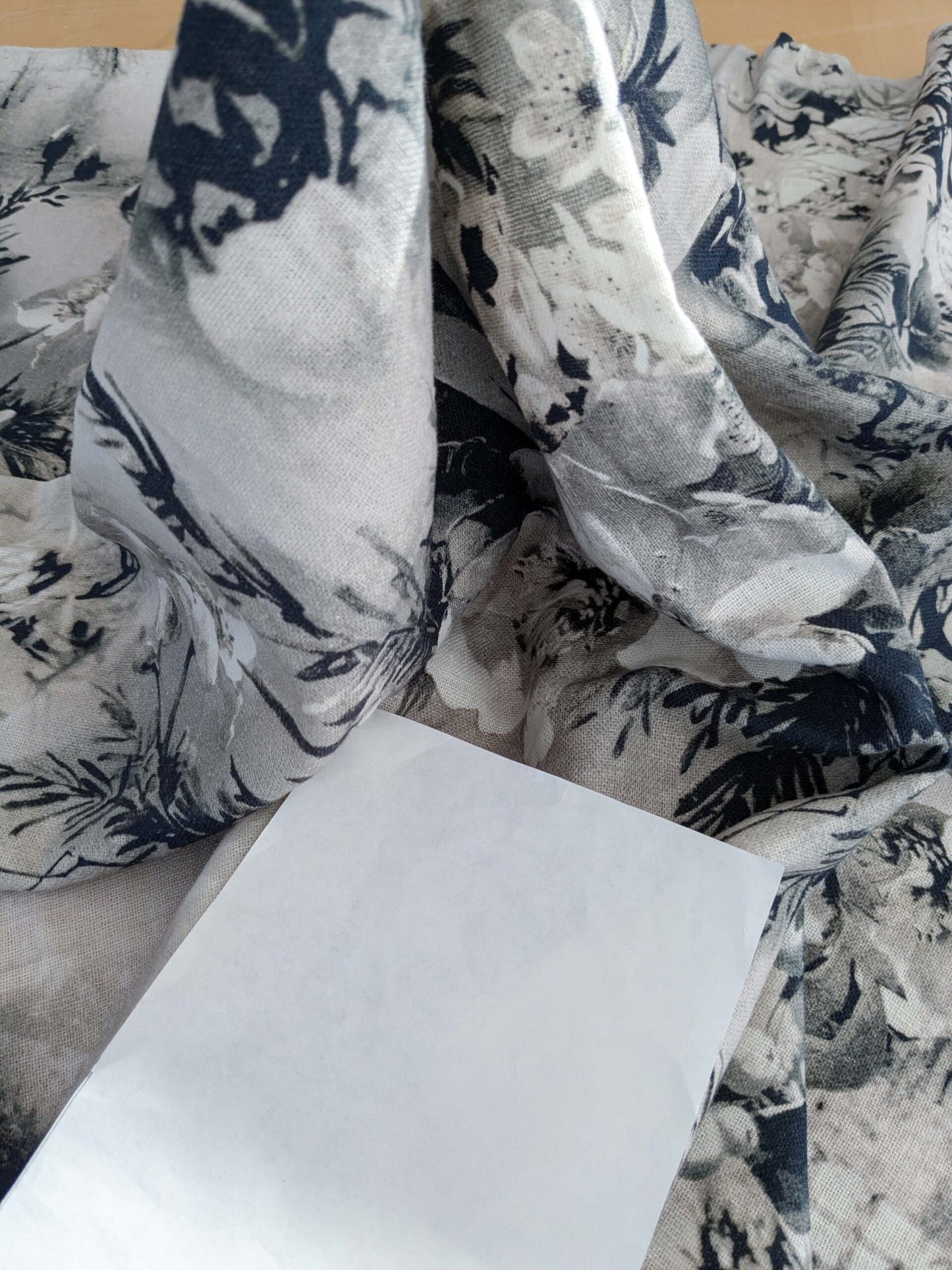 1.2y x 53"w  Scalamandre Jean Paul Gaultier Lelievre Paris Vagabond Graphite Linen Botanical Foliage Scenic Print Black White MSRP USD 500+/yard 17-Ev49