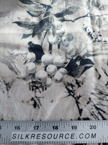 1.2y x 53"w  Scalamandre Jean Paul Gaultier Lelievre Paris Vagabond Graphite Linen Botanical Foliage Scenic Print Black White MSRP USD 500+/yard 17-Ev49