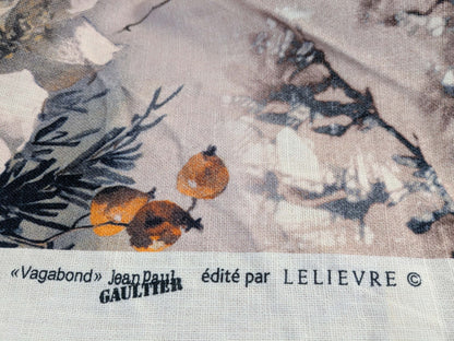 1.2y x 53"w Scalamandre Lelievre Jean Paul Gaultier Paris Vagabond Terre Linen Botanical Foliage Scenic Print Red Berry Black  MSRP USD 500+/Y 18-Ev49