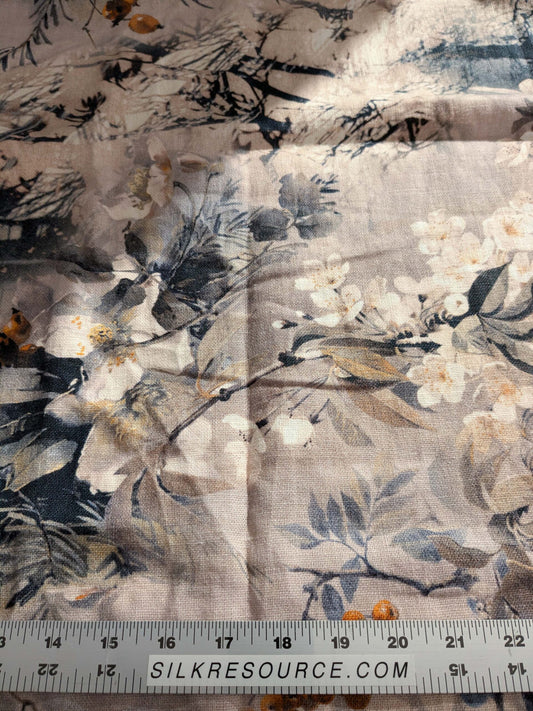 1.2y x 53"w Scalamandre Lelievre Jean Paul Gaultier Paris Vagabond Terre Linen Botanical Foliage Scenic Print Red Berry Black  MSRP USD 500+/Y 18-Ev49