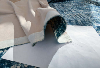 1.4y x 54" Scalamandre Old World Weavers Travertine Grotto Blue Velvet Abstract Cotton MSRP USD256/y 19-Ev49