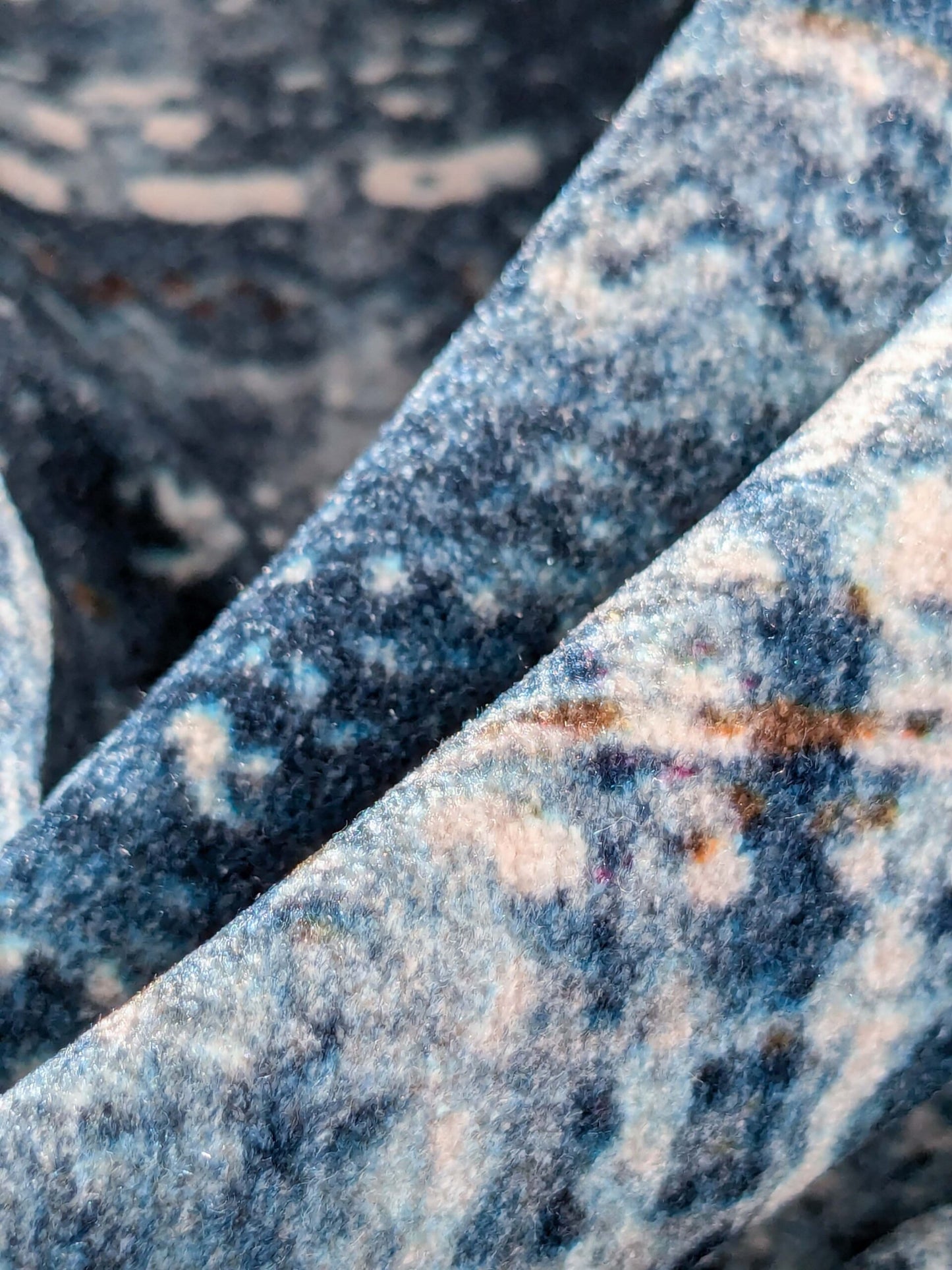 1.4y x 54" Scalamandre Old World Weavers Travertine Grotto Blue Velvet Abstract Cotton MSRP USD256/y 19-Ev49