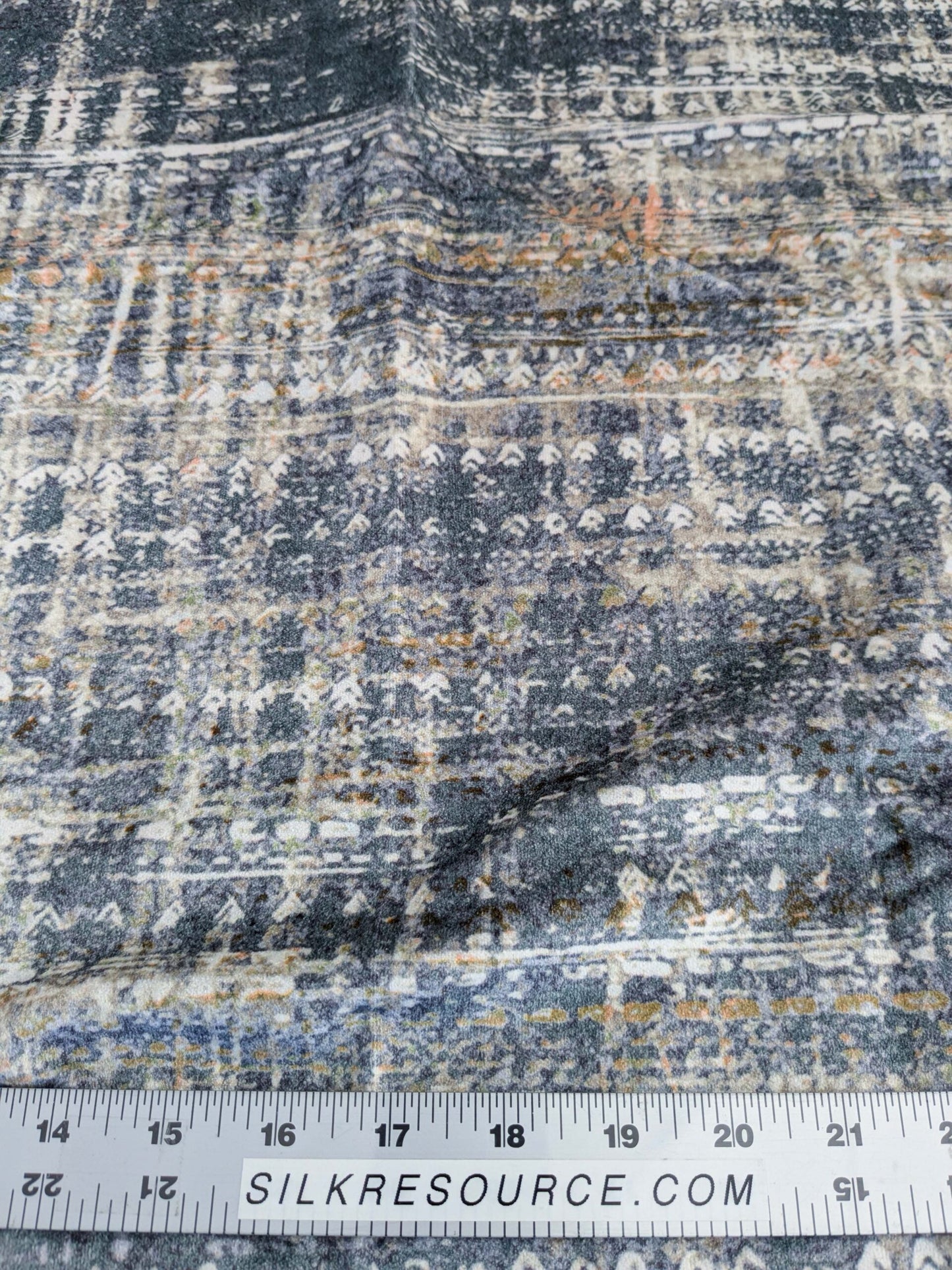 1.4y x 54"w Scalamandre Old World Weavers Travertine Grotto Deep Blue Velvet Abstract Cotton MSRP USD256/y 20-Ev49