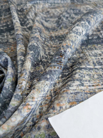 1.4y x 54"w Scalamandre Old World Weavers Travertine Grotto Deep Blue Velvet Abstract Cotton MSRP USD256/y 20-Ev49