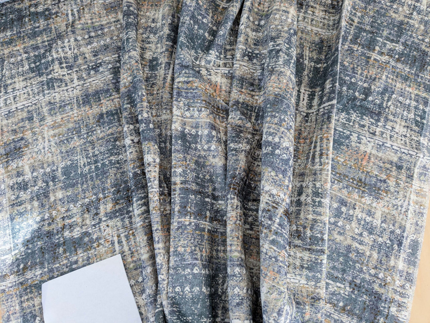 1.4y x 54"w Scalamandre Old World Weavers Travertine Grotto Deep Blue Velvet Abstract Cotton MSRP USD256/y 20-Ev49