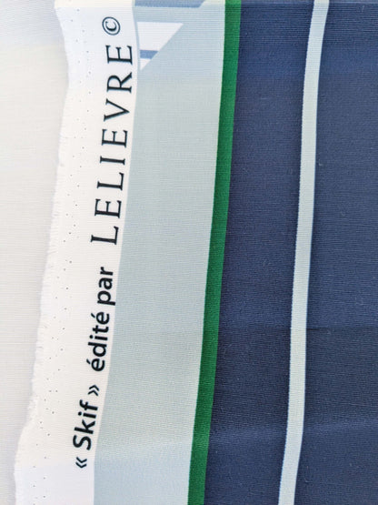 2.4y x 53"w Scalamandre Lelievre Paris Skif Yacht Blue White Green Polyester Geometric Graphic MSRP USD436/y 21-Ev49