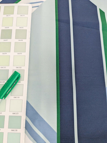 2.4y x 53"w Scalamandre Lelievre Paris Skif Yacht Blue White Green Polyester Geometric Graphic MSRP USD436/y 21-Ev49