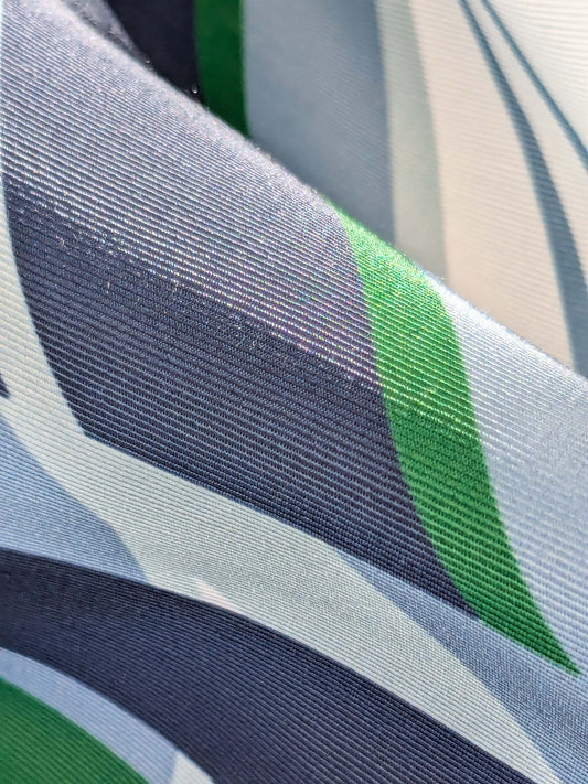 2.4y x 53"w Scalamandre Lelievre Paris Skif Yacht Blue White Green Polyester Geometric Graphic MSRP USD436/y 21-Ev49