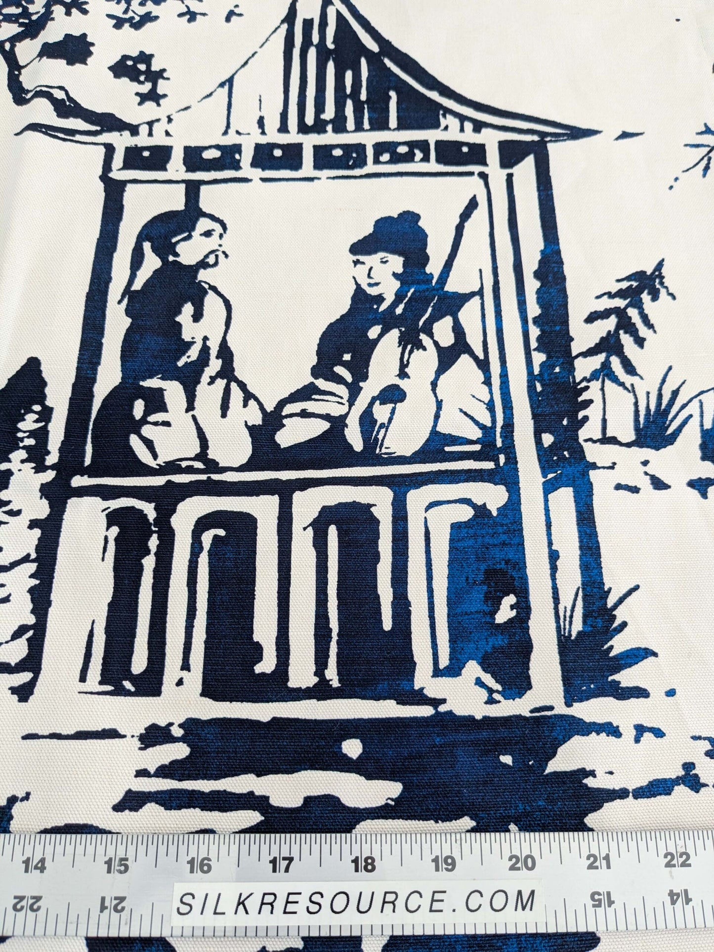 1.2y x 66"w Scalamandre Summer Palace Porcelain Blue White Chinoiserie Scenic Toile MSRP USD 262/y 22-Ev49