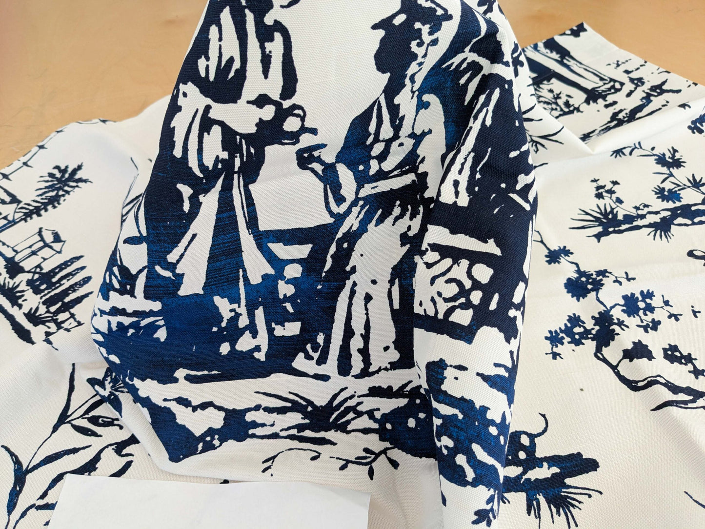 1.2y x 66"w Scalamandre Summer Palace Porcelain Blue White Chinoiserie Scenic Toile MSRP USD 262/y 22-Ev49