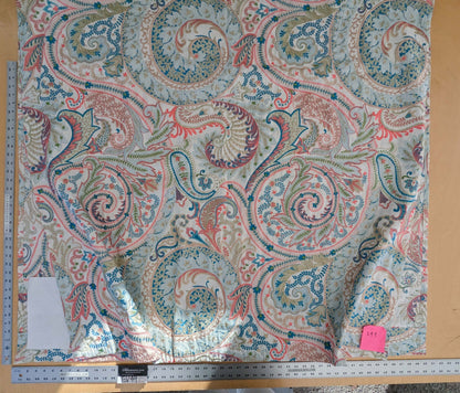 2.4y x 51" Scalamandre Malabar Paisley Embroidery Blue Pink White Rich Spring Colors MSRP USD 620/y Piece A 23-Ev49