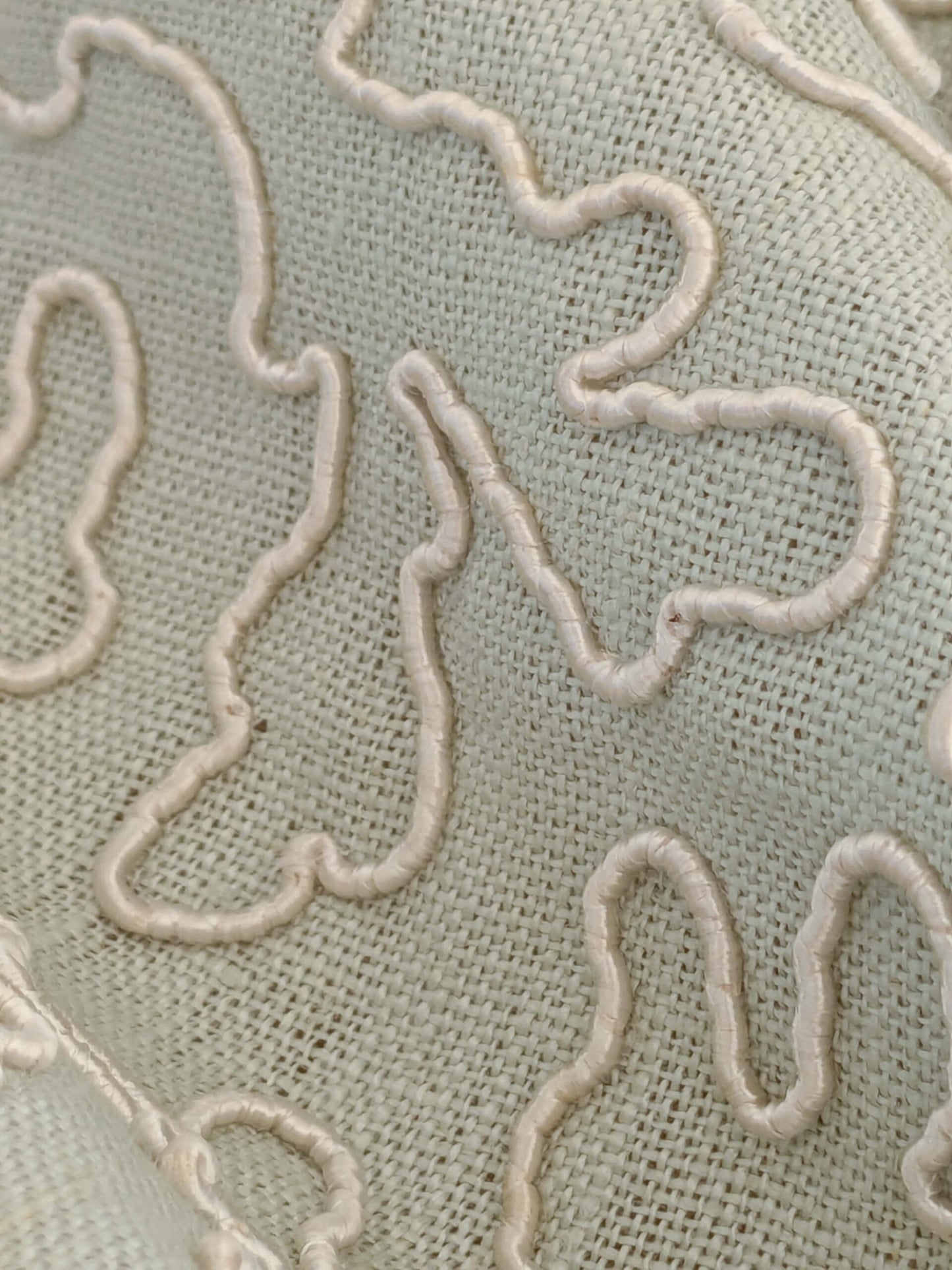 1.2y x 50"  Scalamandre Coraille Willow Light Green Embroidery Linen Abstract MSRP USD314/y 24-Ev49