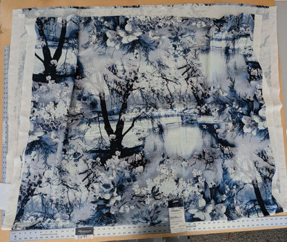 2.4y x 53"w Scalamandre Lelievre Jean Paul Gaultier Paris Vagabond Encre Linen Botanical Foliage Scenic Print Blue White MSRP USD 500+/Y 28-Ev49
