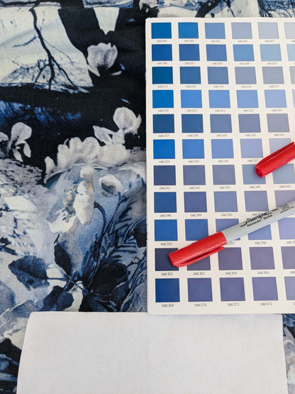 2.4y x 53"w Scalamandre Lelievre Jean Paul Gaultier Paris Vagabond Encre Linen Botanical Foliage Scenic Print Blue White MSRP USD 500+/Y 28-Ev49