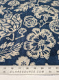 1.2y x 53"w Scalamandre Calais Linen Print Indigo Blue White Mediterrinan Pomegranite Block Print Heavy Linen MSRP USD300+/y 29-Ev49