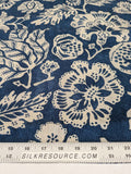 1.2y x 53"w Scalamandre Calais Linen Print Indigo Blue White Mediterrinan Pomegranite Block Print Heavy Linen MSRP USD300+/y 29-Ev49