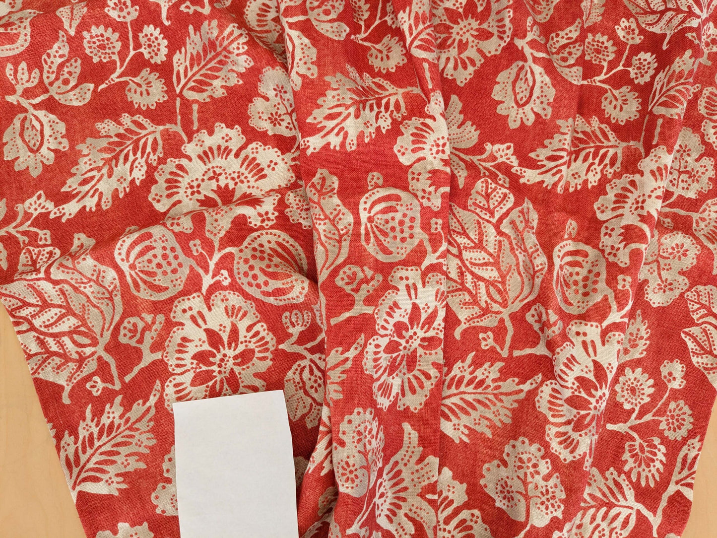 1.2y x 53"w Scalamandre Calais Linen Print in Coral Pink Red Mediterrinan Pomegranite Block Print Heavy Linen MSRP USD300+/y 30-Ev49