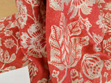 1.2y x 53"w Scalamandre Calais Linen Print in Coral Pink Red Mediterrinan Pomegranite Block Print Heavy Linen MSRP USD300+/y 30-Ev49