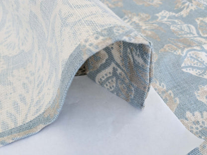 1.2 x 53"W Scalamandre Calais Linen Print in Sky Blue Mediterrinan Pomegranite Block Print Heavy Linen MSRP USD300+/y 31-Ev49