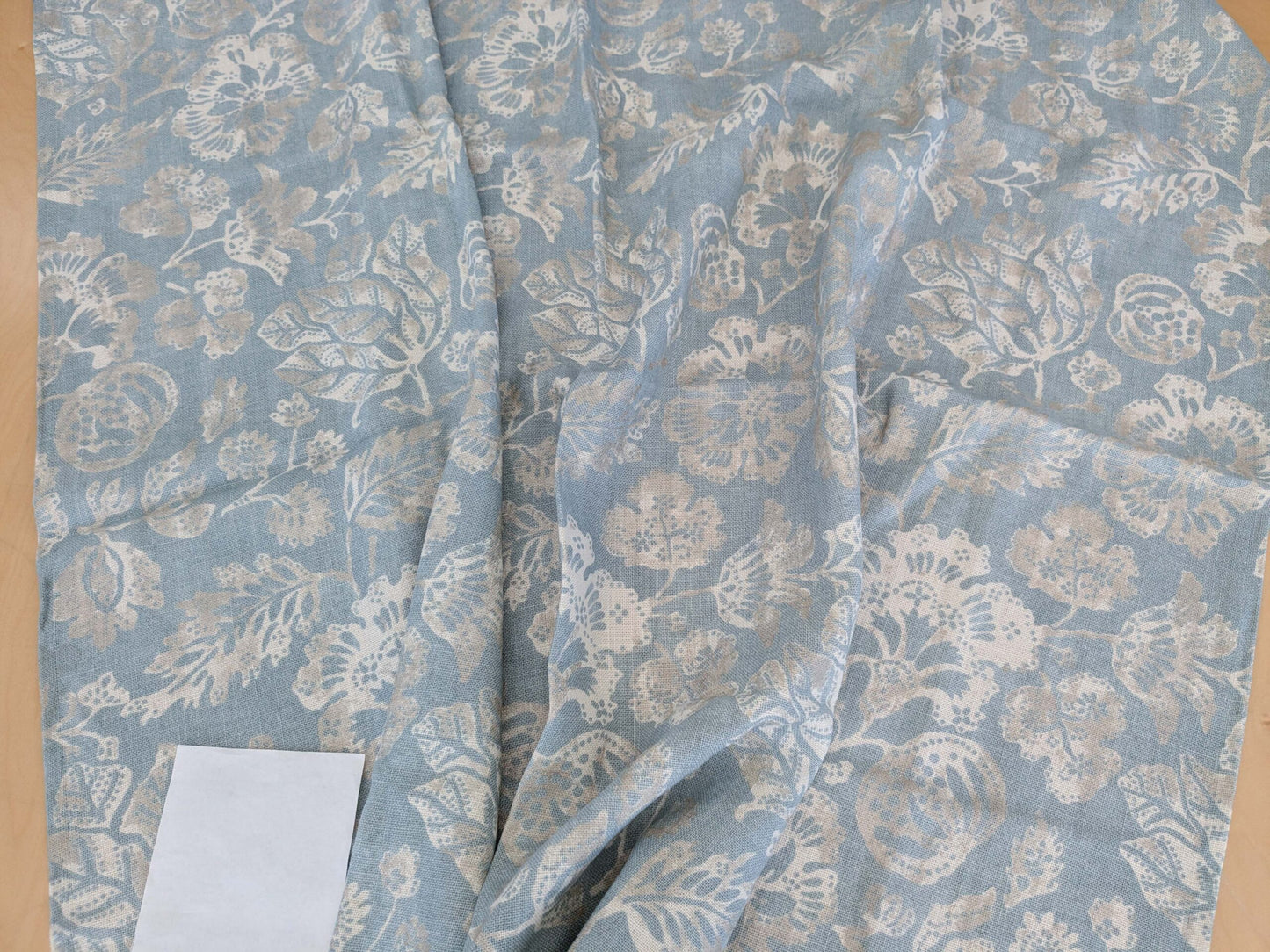 1.2 x 53"W Scalamandre Calais Linen Print in Sky Blue Mediterrinan Pomegranite Block Print Heavy Linen MSRP USD300+/y 31-Ev49